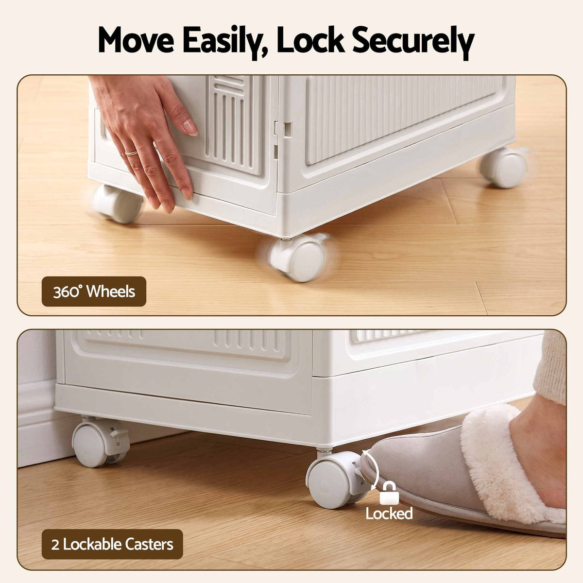 Alona.com.au Home & Garden > Storage > Storage Boxes Artiss Foldable Storage Cabinet Stackable Box Flip-Top Rolling Organiser White