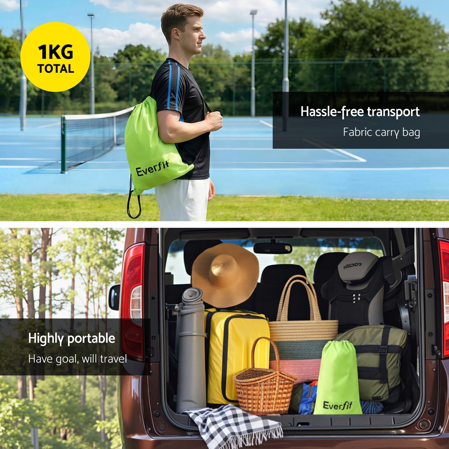 Everfit 3M Badminton Tennis Net Portable Volleyball Kit Yellow
