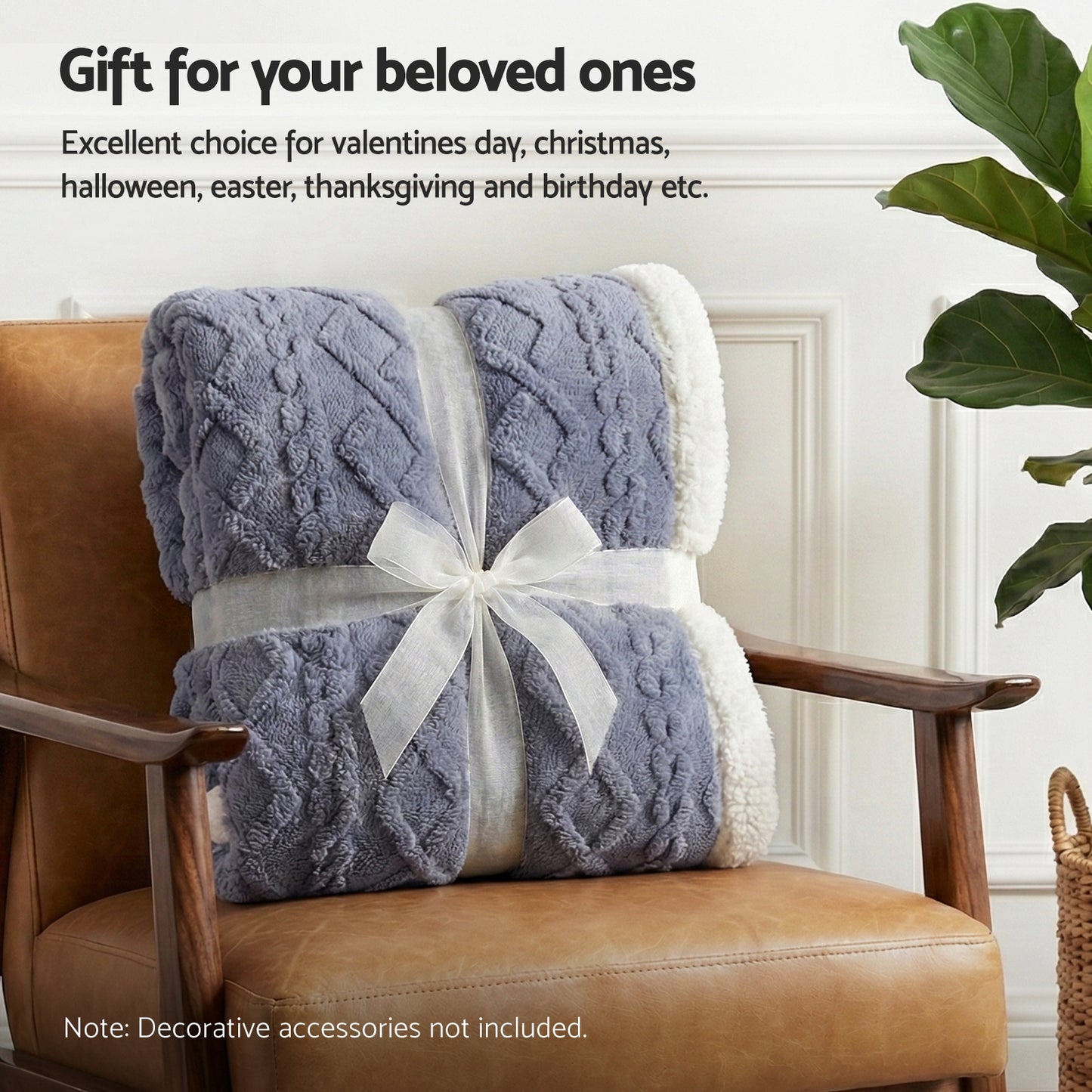 Giselle 203x230cm Throw Blanket Double-Sided Fleece Lightweight For Sofa Couch Bed