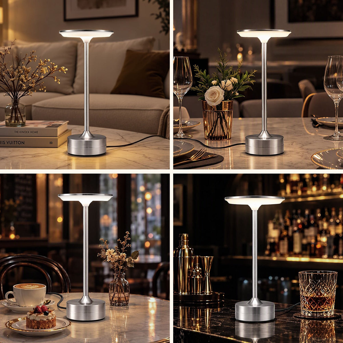 Alona.com.au Home & Garden > Lighting > Table Lamps Artiss Silver Touch Table Lamp, Warm to Cool White LED, Dimmable 3000-6000K 24 LEDs, Type-C
