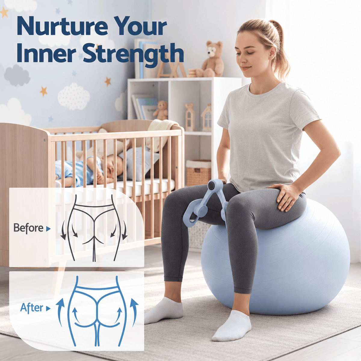 Alona.com.au Sports & Fitness > Exercise, Gym & Fitness > Gym Equipment & Accessories Everfit Thigh Master Pelvic Floor Muscle Exercise Trainer Devices for Women Blue
