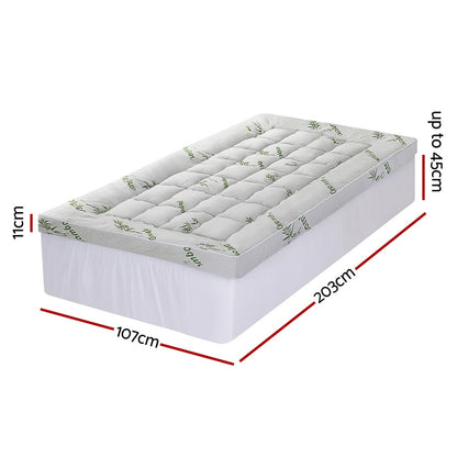 Giselle Mattress Topper 11cm Pillowtop toppers Bamboo King Single