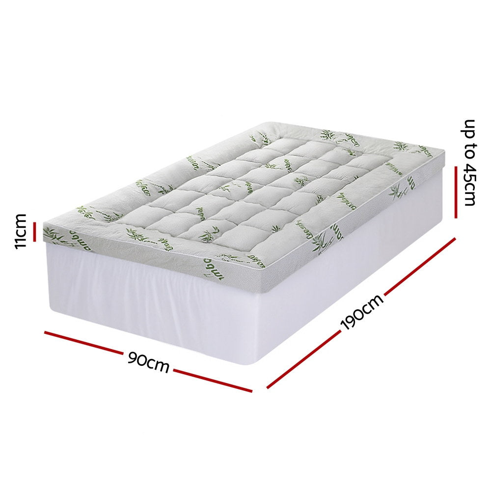 Giselle Mattress Topper 11cm Pillowtop toppers Bamboo Single