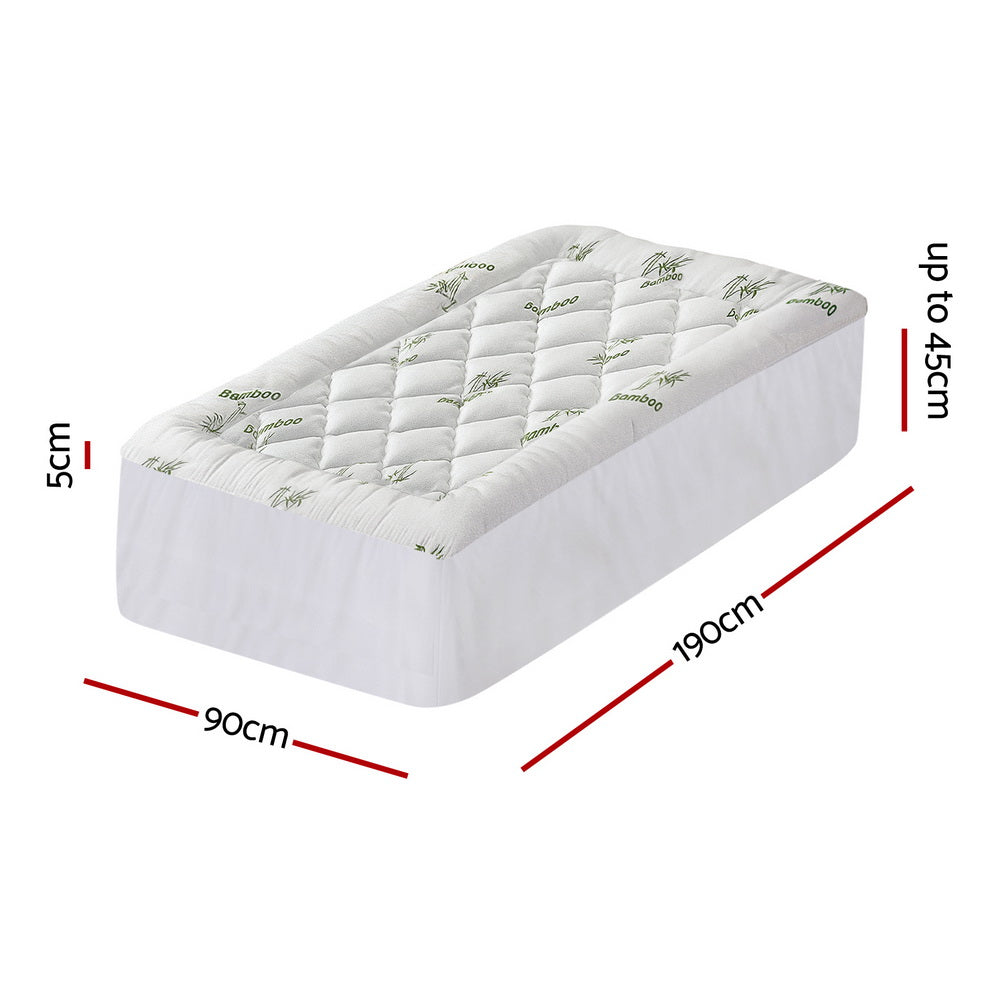 Giselle Mattress Topper 5cm Pillowtop toppers Bamboo Single