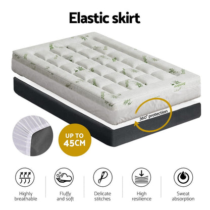 Giselle Bedding Mattress Topper Pillowtop Bamboo 7.5cm Single
