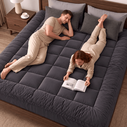 Giselle Furniture > Mattresses > Mattress Toppers Giselle Bedding Bamboo Charcoal Filling Pillowtop Topper 1000GSM 5cm Thick Pillowtop Pad for Back Pain Relief Washable with 45cm Deep Pocket Double