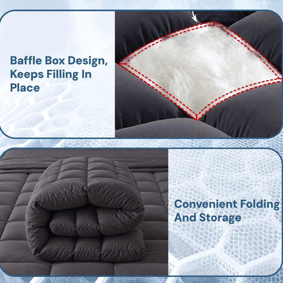 Giselle Furniture > Mattresses > Mattress Toppers Giselle Bedding Bamboo Charcoal Filling Pillowtop Topper 1000GSM 5cm Thick Pillowtop Pad for Back Pain Relief Washable with 45cm Deep Pocket Double