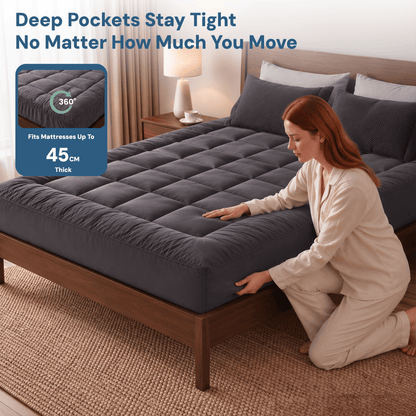 Giselle Furniture > Mattresses > Mattress Toppers Giselle Bedding Bamboo Charcoal Filling Pillowtop Topper 1000GSM 5cm Thick Pillowtop Pad for Back Pain Relief Washable with 45cm Deep Pocket King Single