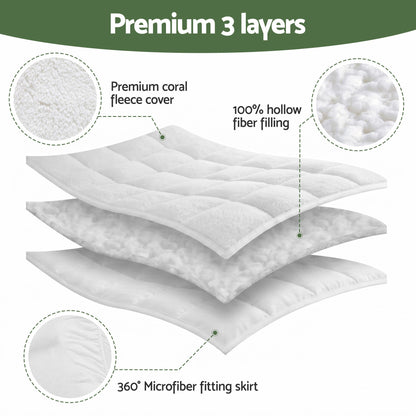 Giselle Bedding Single Mattress Topper 5cm Coral Fleece