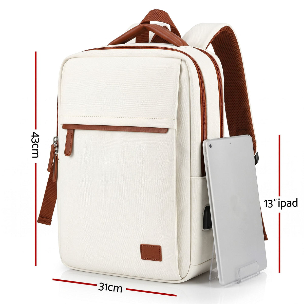 Alona.com.au Home & Garden > Travel > Backpacks Wanderlite 20L Travel Laptop Backpack Carry On Work Bag with USB Port for Airlines Outdoor Business Beige