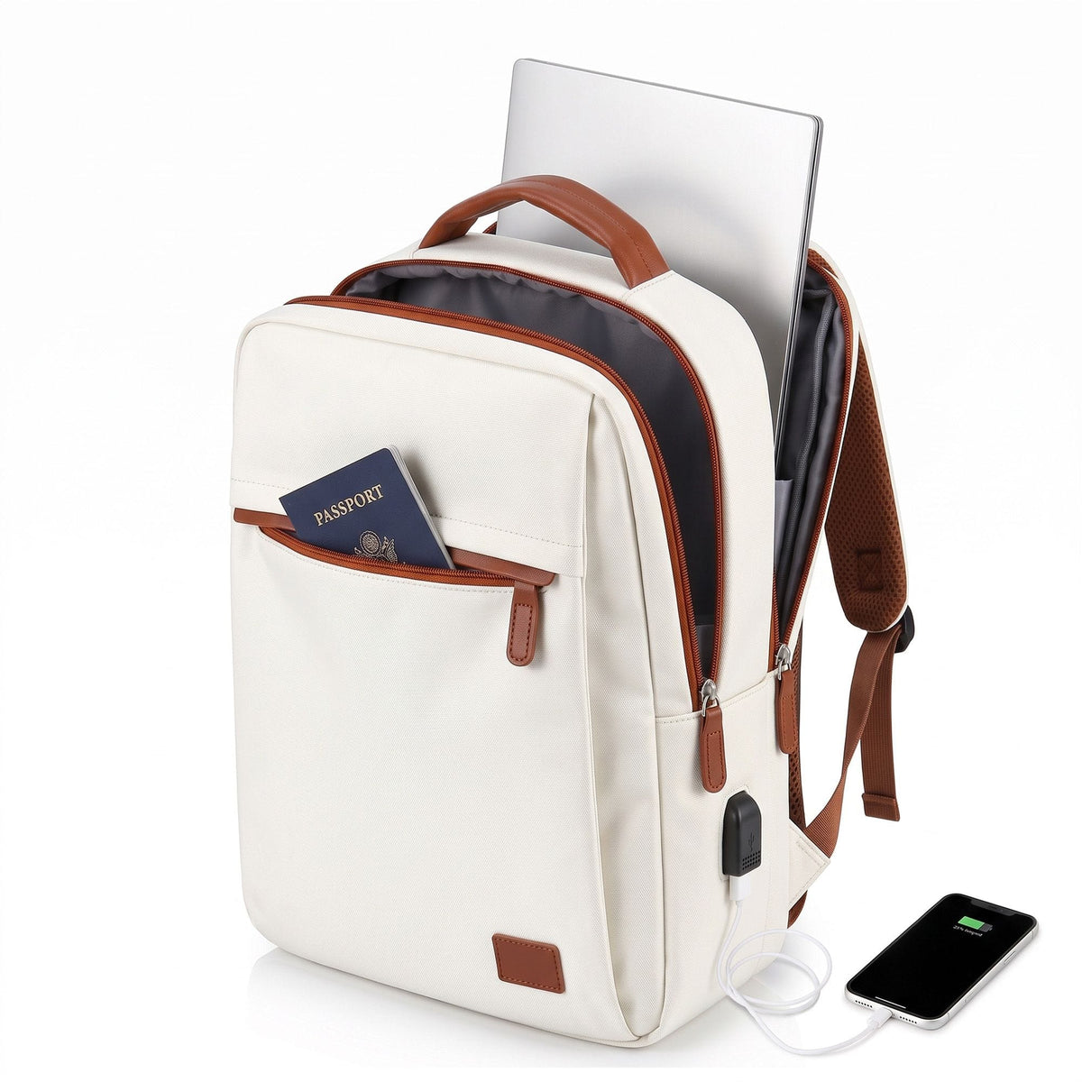 Alona.com.au Home & Garden > Travel > Backpacks Wanderlite 20L Travel Laptop Backpack Carry On Work Bag with USB Port for Airlines Outdoor Business Beige