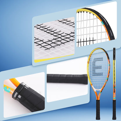Alona.com.au Sports & Fitness > Racquet Sports > Tennis Everfit 23 Inch Tennis Racket Set of 2 Pack Lightweight Cushioned Grip Orange