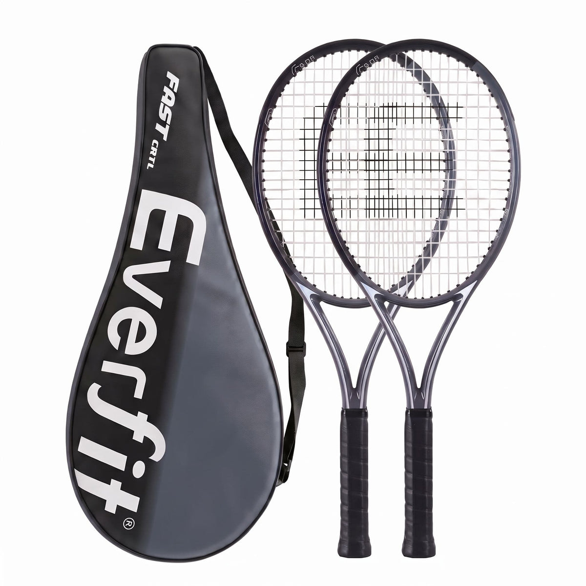 Alona.com.au Sports & Fitness > Racquet Sports > Tennis Everfit Tennis Racket Set 2 Pack 27 Inch Lightweight Cushioned Grip for Adults Black