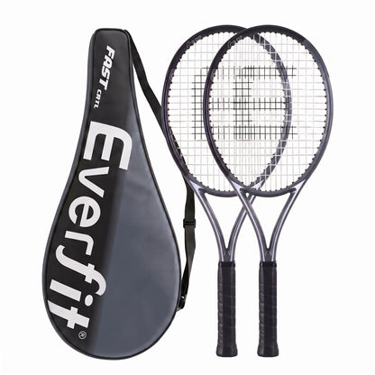 Alona.com.au Sports & Fitness > Racquet Sports > Tennis Everfit Tennis Racket Set 2 Pack 27 Inch Lightweight Cushioned Grip for Adults Black