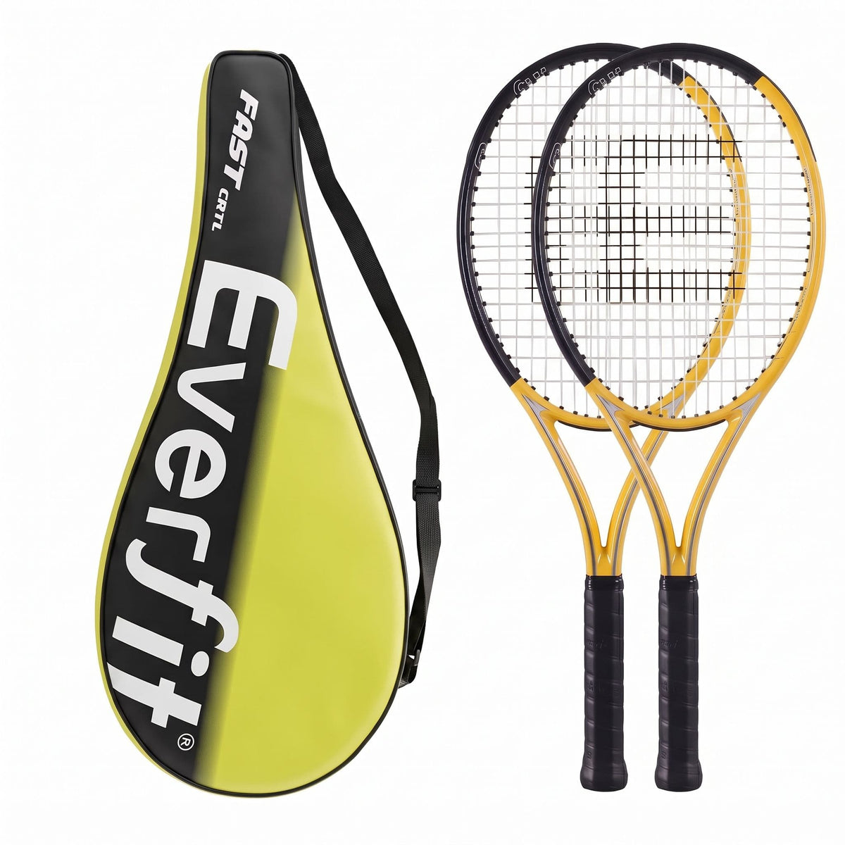 Alona.com.au Sports & Fitness > Racquet Sports > Tennis Everfit 27 Inch Tennis Racket Set of 2 Pack 27 Inch Lightweight Cushioned Grip Gold