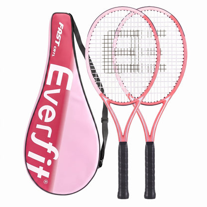 Alona.com.au Sports & Fitness > Racquet Sports > Tennis Everfit Tennis Racket Set 2 Pack 27 Inch Lightweight Cushioned Grip for Adults Pink