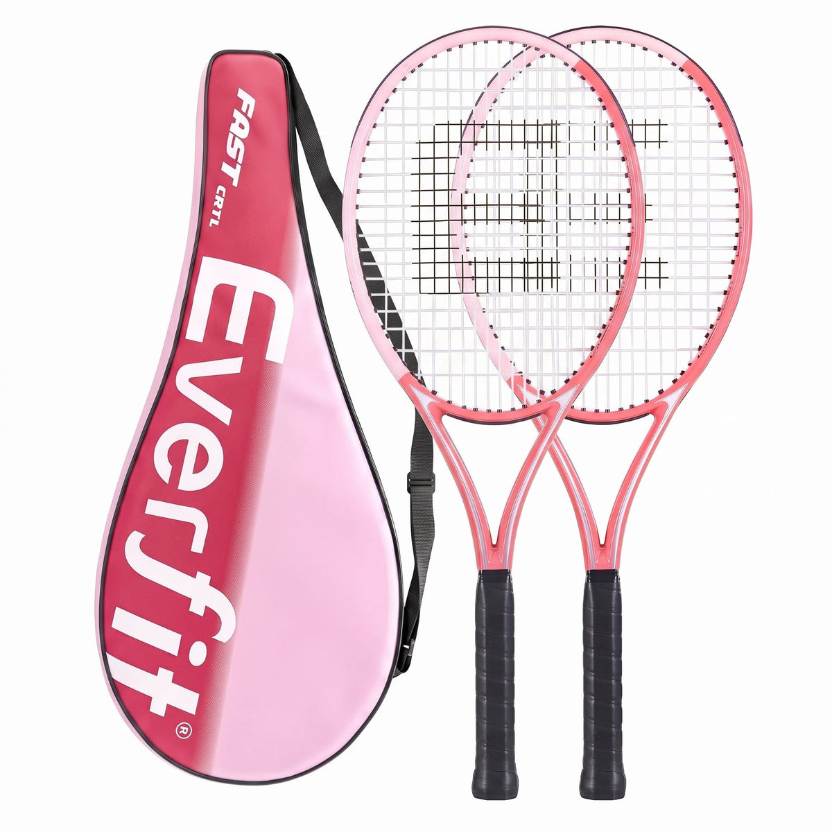 Alona.com.au Sports & Fitness > Racquet Sports > Tennis Everfit Tennis Racket Set 2 Pack 27 Inch Lightweight Cushioned Grip for Adults Pink