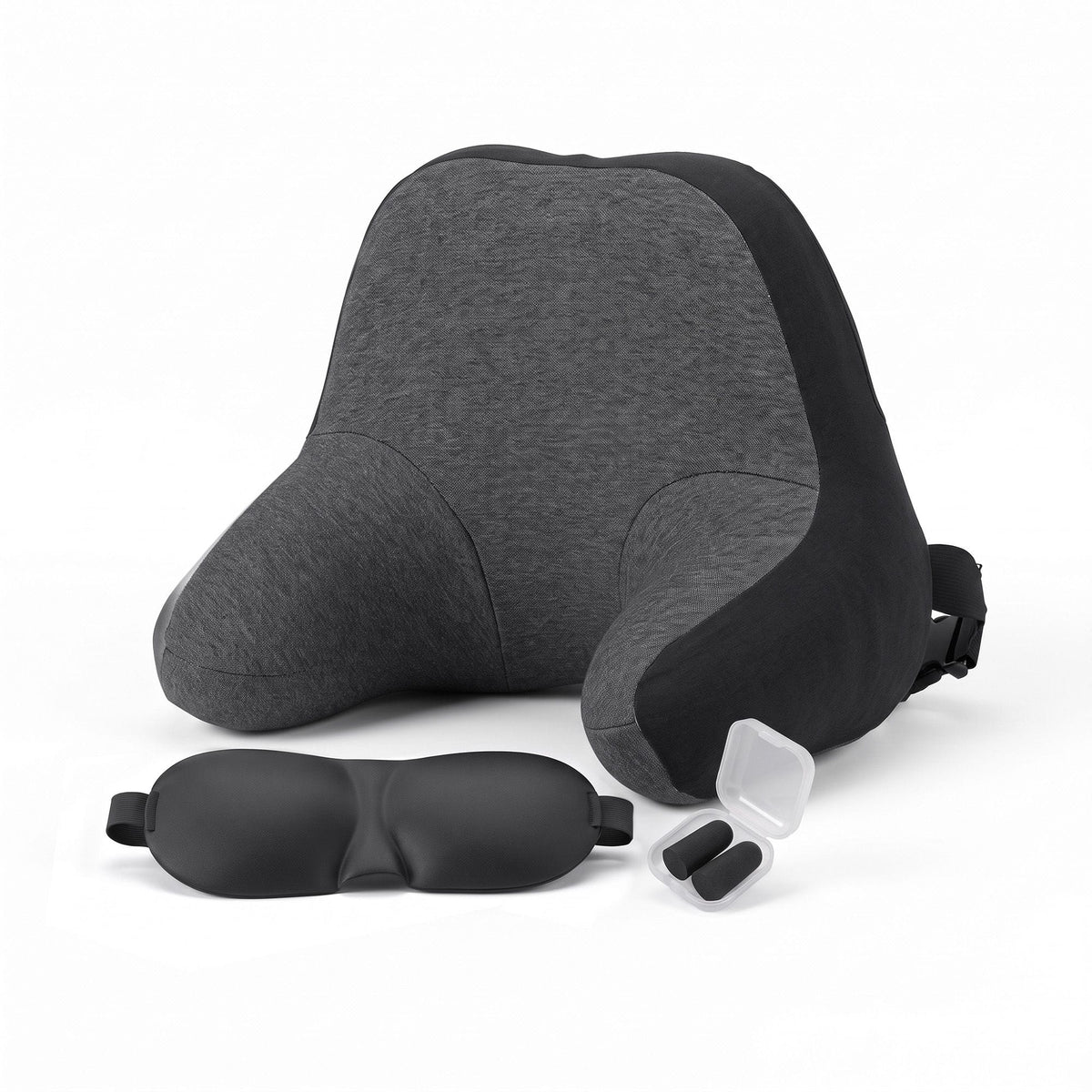 Alona.com.au Home & Garden > Bedding > Pillows Wanderlite Travel Neck Pillow Portable for Airplane Memory Foam with Eyemask Earplugs Black