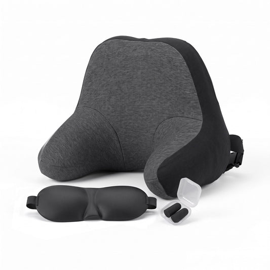 Alona.com.au Home & Garden > Bedding > Pillows Wanderlite Travel Neck Pillow Portable for Airplane Memory Foam with Eyemask Earplugs Black