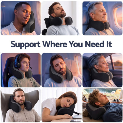 Alona.com.au Home & Garden > Bedding > Pillows Wanderlite Travel Neck Pillow Portable for Airplane Memory Foam with Eyemask Earplugs Black