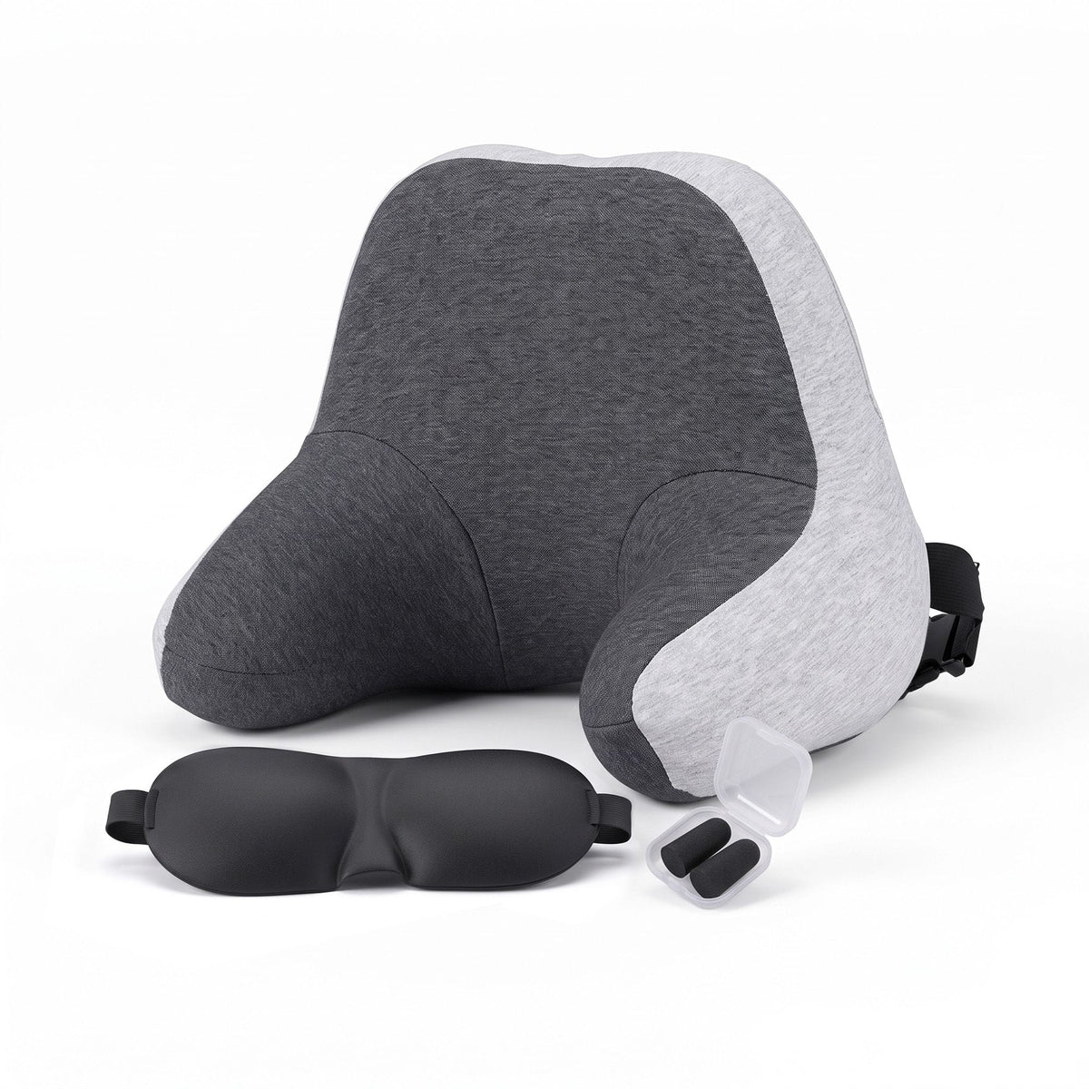 Alona.com.au Home & Garden > Bedding > Pillows Wanderlite Travel Neck Pillow Portable for Airplane Memory Foam with Eyemask Earplugs Grey