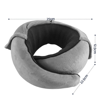 Alona.com.au Home & Garden > Bedding > Pillows Wanderlite Hooded Travel Neck Pillow for Airplane Memory Foam with Eye Mask Earplugs, Dark Grey