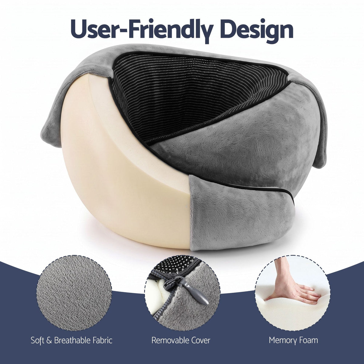 Alona.com.au Home & Garden > Bedding > Pillows Wanderlite Hooded Travel Neck Pillow for Airplane Memory Foam with Eye Mask Earplugs, Dark Grey