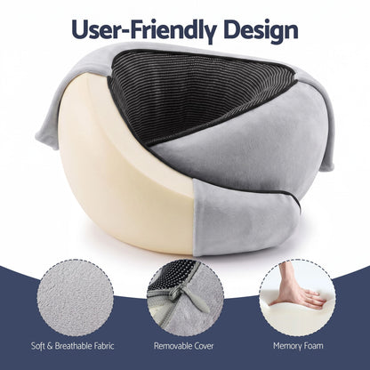 Alona.com.au Home & Garden > Bedding > Pillows Wanderlite Hooded Travel Neck Pillow for Airplane Memory Foam with Eye Mask Earplugs, Light Grey