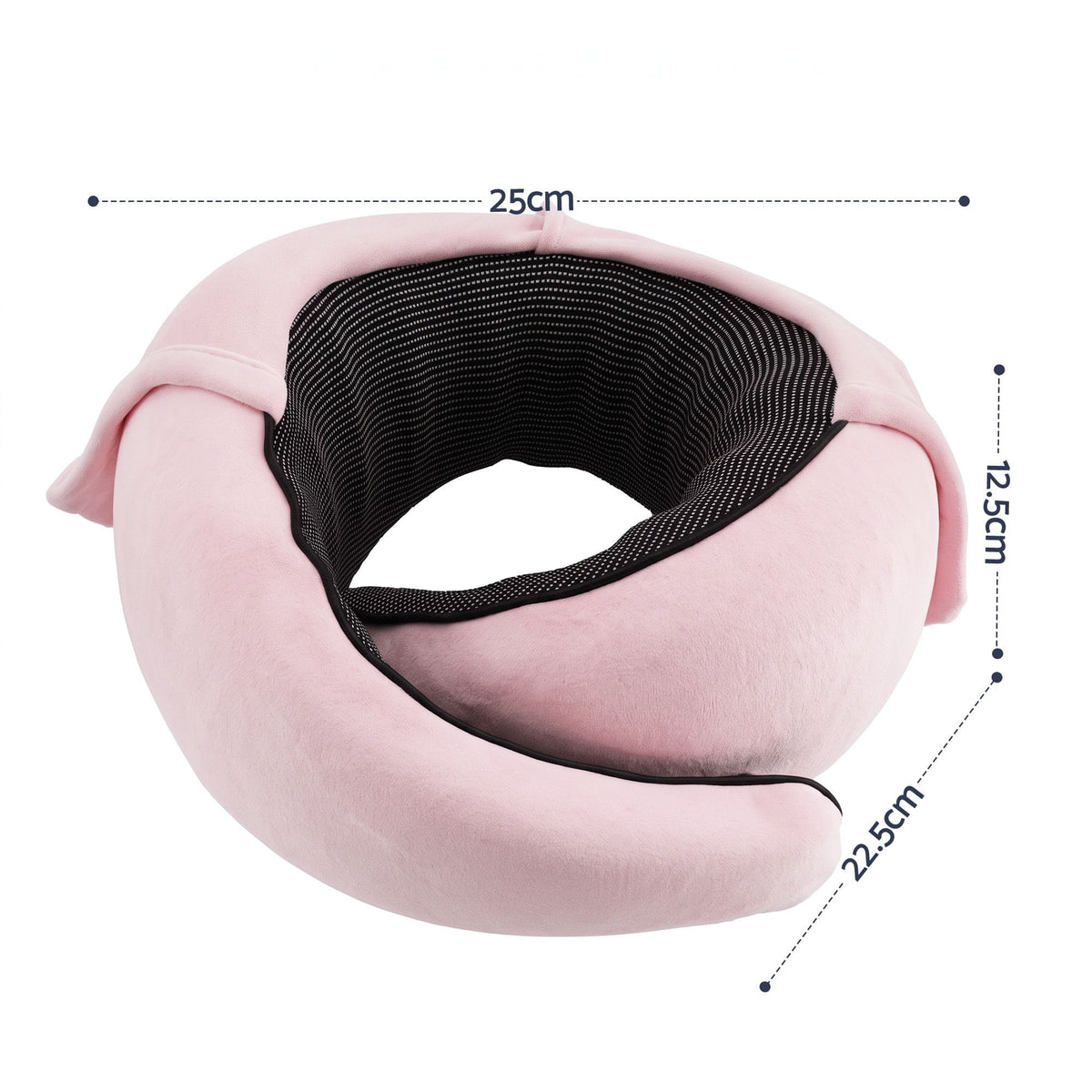 Alona.com.au Home & Garden > Bedding > Pillows Wanderlite Hooded Travel Neck Pillow for Airplane Memory Foam with Eye Mask Earplugs, Pink