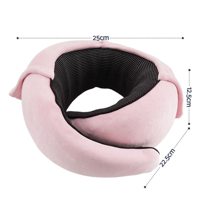 Alona.com.au Home & Garden > Bedding > Pillows Wanderlite Hooded Travel Neck Pillow for Airplane Memory Foam with Eye Mask Earplugs, Pink