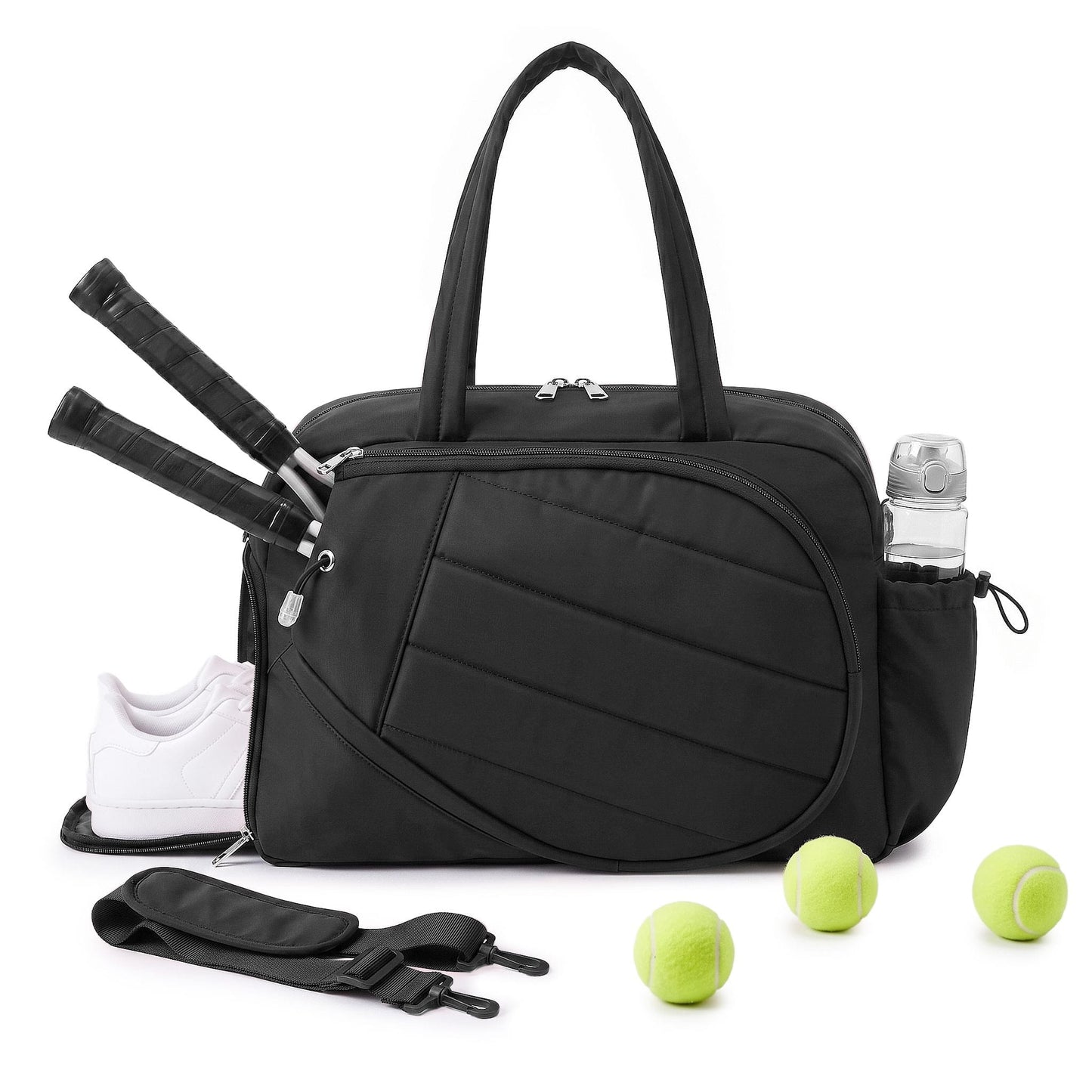 Everfit Tennis Tote Bag Gym Bag Sports Duffle Bags Holds 2 Rackets Black
