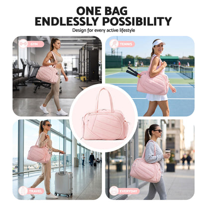 Everfit Tennis Tote Bag Gym Bag Sports Duffle Bags Holds 2 Rackets Pink