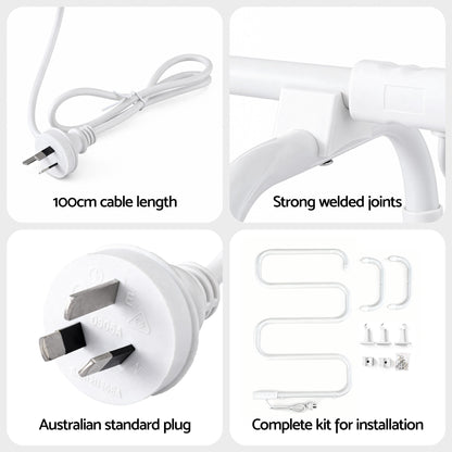 Devanti Heated Towel Rail Freestanding Wall Mounted S-Shape Electric Warmer Rack