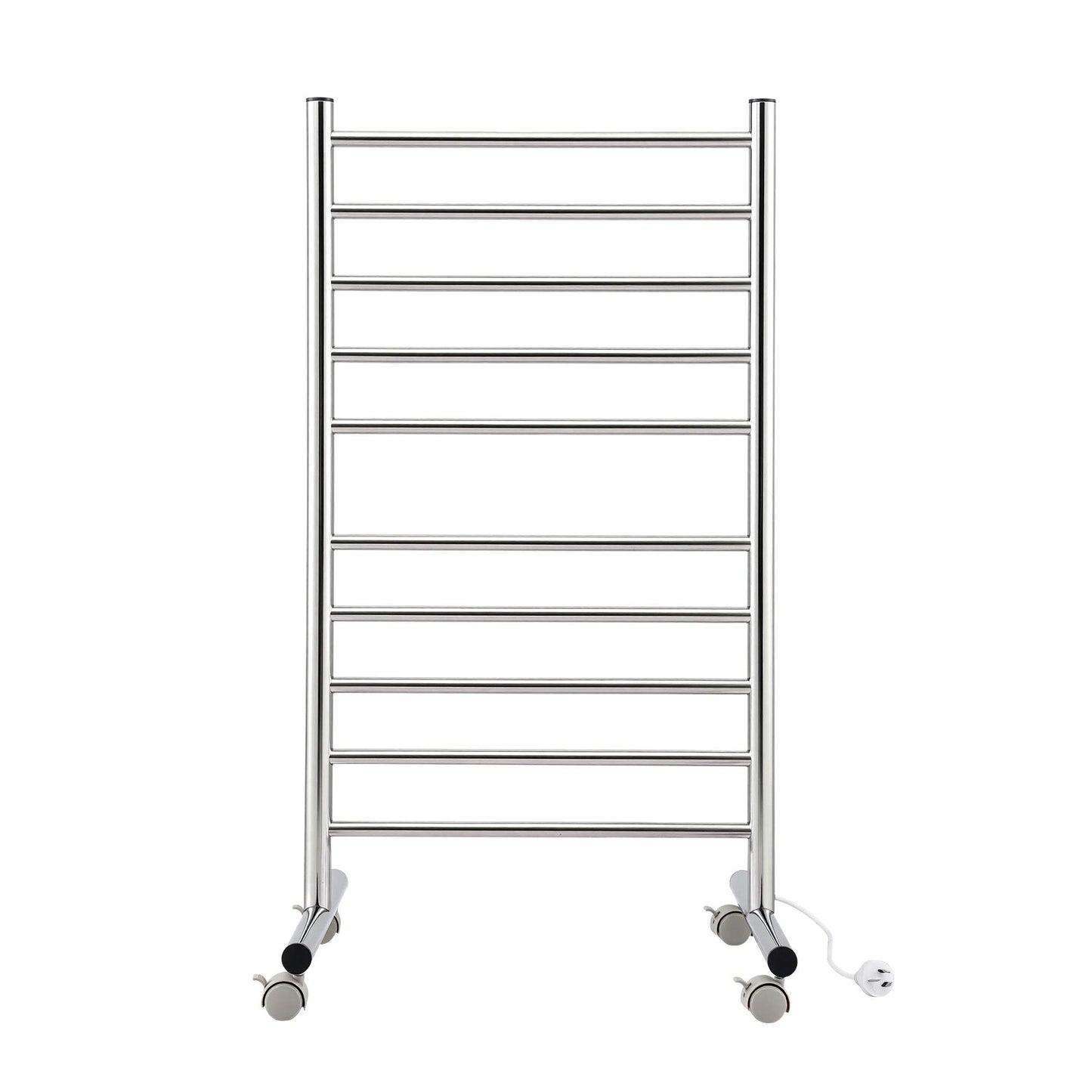 Devanti 10-Bar Freestanding Heated Towel Rail 3-5 Mins Fast Heating Electric Towel Warmer for Bathroom Winter Drying Stainless Steel Plug In 100W