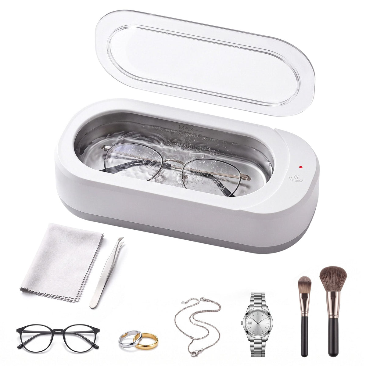 Alona.com.au Appliances > Other Cleaning Appliances > Jewellery Cleaners Devanti Ultrasonic Jewellery Cleaner 46kHz 400ml Cleaning Machine with Stainless Steel Tank White