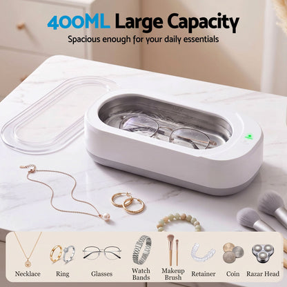 Alona.com.au Appliances > Other Cleaning Appliances > Jewellery Cleaners Devanti Ultrasonic Jewellery Cleaner 46kHz 400ml Cleaning Machine with Stainless Steel Tank White
