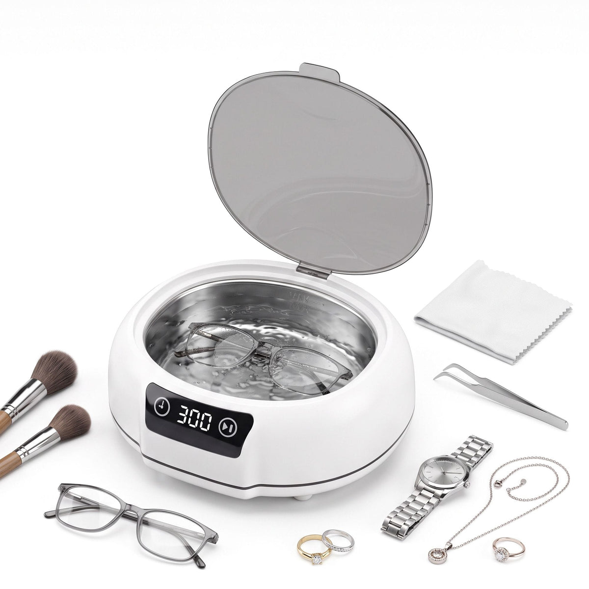 Alona.com.au Appliances > Other Cleaning Appliances > Jewellery Cleaners Devanti Ultrasonic Cleaner 700mL 48kHz Jewellery Cleaning Machine with Stainless Steel Tank White