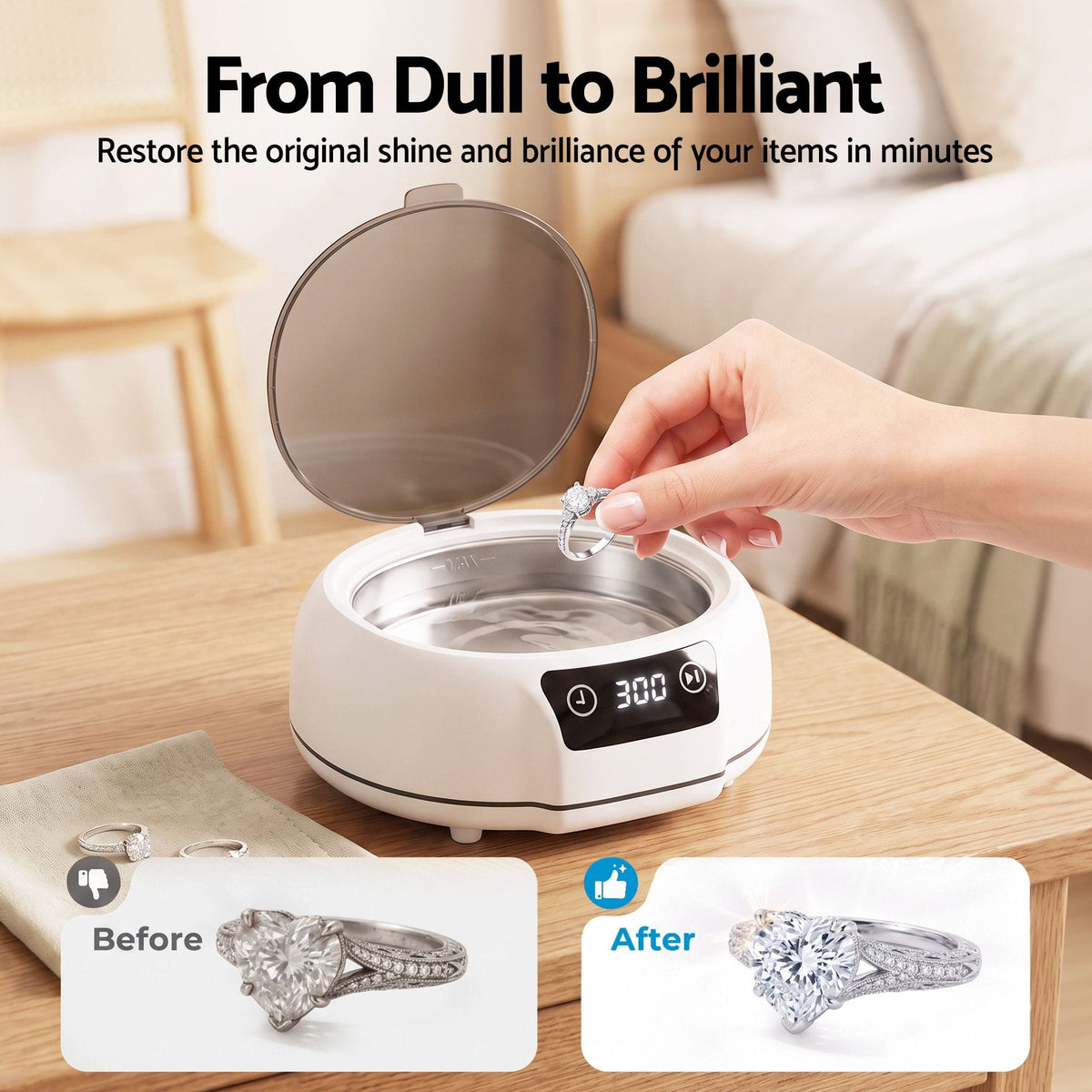 Alona.com.au Appliances > Other Cleaning Appliances > Jewellery Cleaners Devanti Ultrasonic Cleaner 700mL 48kHz Jewellery Cleaning Machine with Stainless Steel Tank White