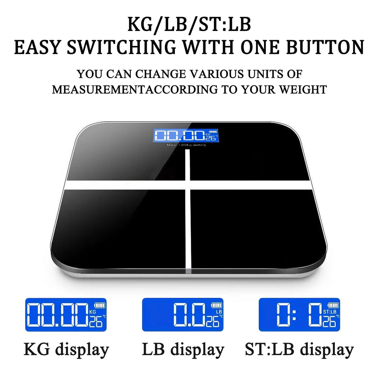 Alona.com.au Home & Garden > Scales > Bathroom Scales 396-pound Weight Scale, Electronic Scale, Bathroom Scale, Personal Scale, High-precision Weight Scale, With LCD High-definition Display And Temperature Display (switchable KG/LB Units) Large Platform, Durable And Safe, Suitable For Various Scenarios