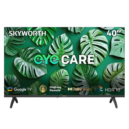 SKYWORTH 40" E5500H EyeCare Smart Google TV, 1080P FHD, HDR10 HLG, Find-My Remote, AI Picture Processing, Dolby Audio, Screen Casting, Bezel Less Design, Voice Control