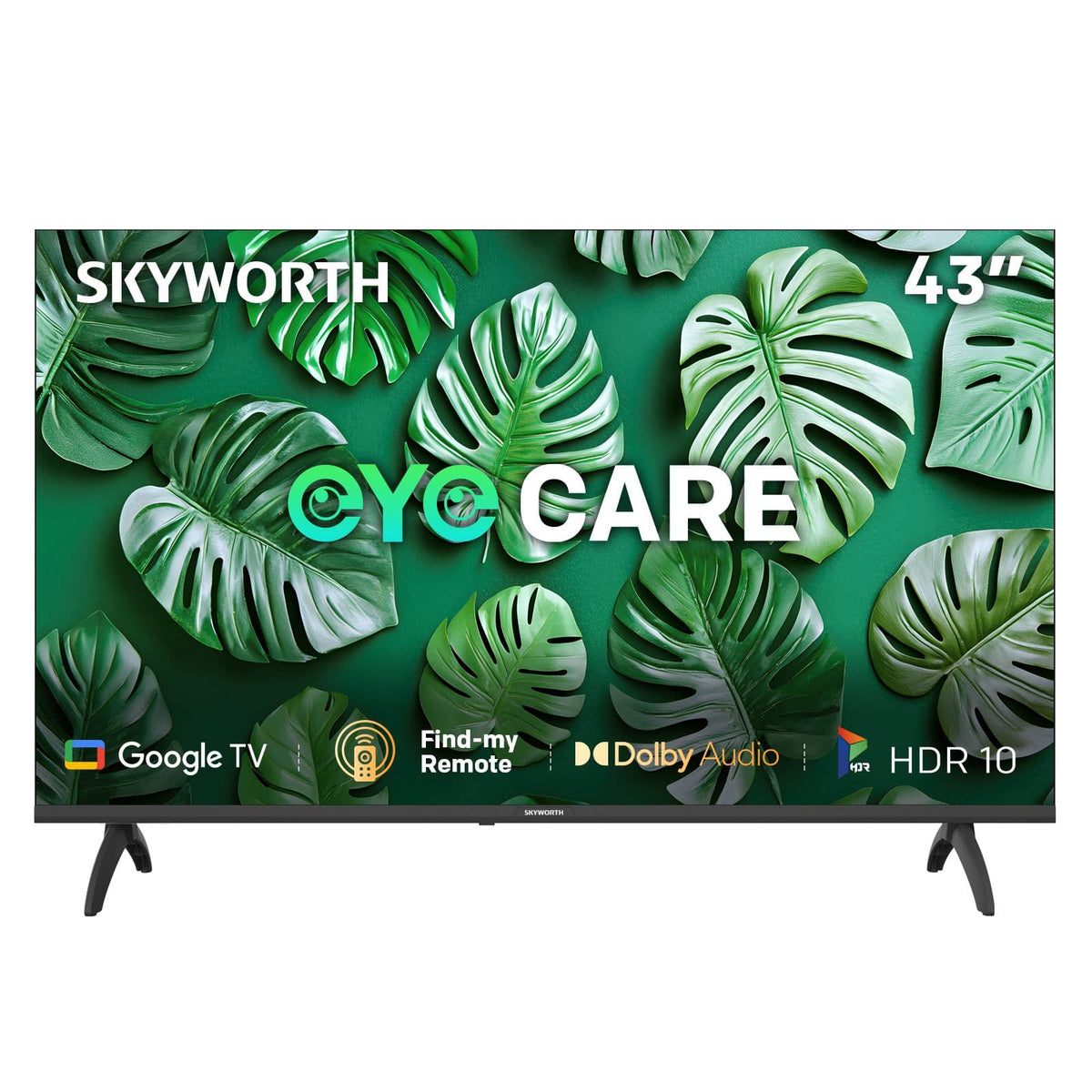 Alona.com.au Appliances > TV > TVs & Accessories SKYWORTH 43" E5500H EyeCare Smart Google TV, 1080P FHD, HDR10 HLG, Find-My Remote, AI Picture Processing, Dolby Audio, Screen Casting, Bezel Less Design, Voice Control