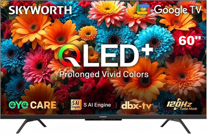SKYWORTH Q6600H 60" - QLED+ 4K Smart Google TV, Gen 5 Quantum Dot, 120Hz Refresh Rate, AI-Powered Picture, Dolby Audio DBX-tv Audio, Voice Control, Screen Casting, HDR, Eco-Friendly Design