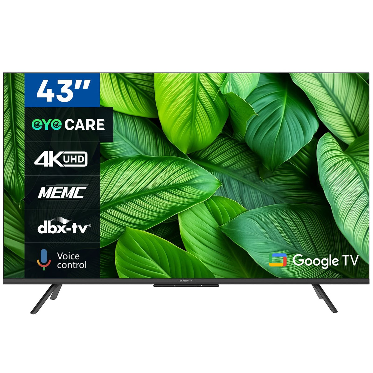 Alona.com.au Appliances > TV > TVs & Accessories SKYWORTH G3F 43" 4K UHD Smart Google TV with HDR 10,Voice Control,Screen Cast,HDMI 2.1,MEMC, AI Engine,Eye Care featrues,Low Blue Light,DBX-tv Audio,Text Scaling,Smart Features,Energy-Saving
