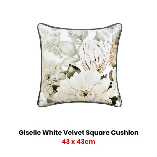 Bianca Giselle Square White Velvet Cushion