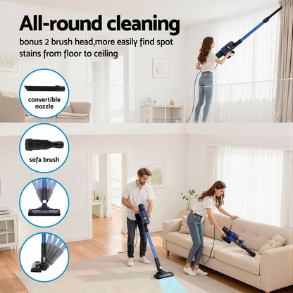 Devanti Stick Vacuum Cleaner Brushless Cordless 350W Blue