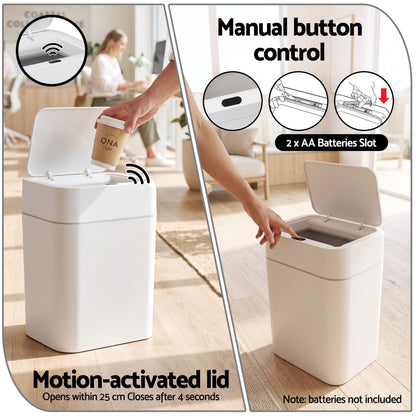 Alona.com.au Home & Garden > Kitchen Bins > Automatic Bins Artiss Rubbish Bin 12L 2-Pack Sensor Kitchen Automatic Motion Touchless White