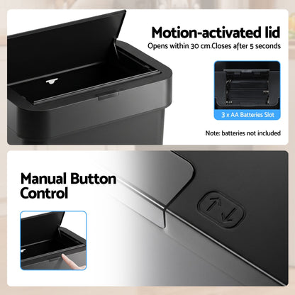 Alona.com.au Home & Garden > Kitchen Bins > Automatic Bins Artiss Rubbish Bin 50L Sensor Kitchen Automatic Motion Plastic Touchless Black