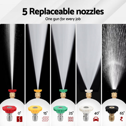 Giantz Pressure Washer Gun Short Trigger 4000PSI M22-14 1/4 Inch 5 Nozzles Red