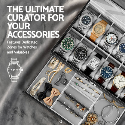 Embellir 12 Grids Watch Box Organizer Case Jewelry Display Storage Showcase