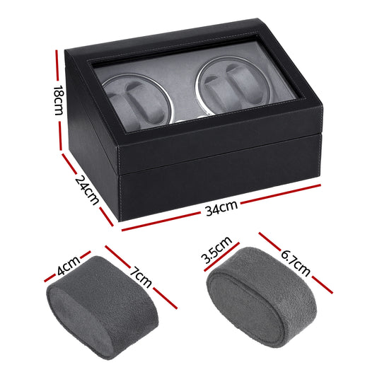 Embellir Watch Winder Automatic Double Watch Winder Box LED Black